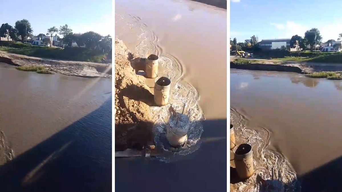 El aumento del caudal del río Salado afectó un sector clave de la obra del nuevo puente.