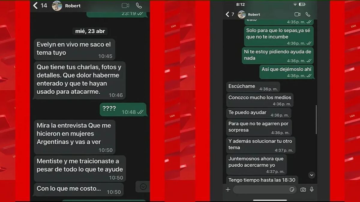 El chat de Araceli Salto y Roberto García Moritán luego de que se conociera su relación. El chat de Araceli Salto y Roberto García Moritán luego de que se conociera su relación.