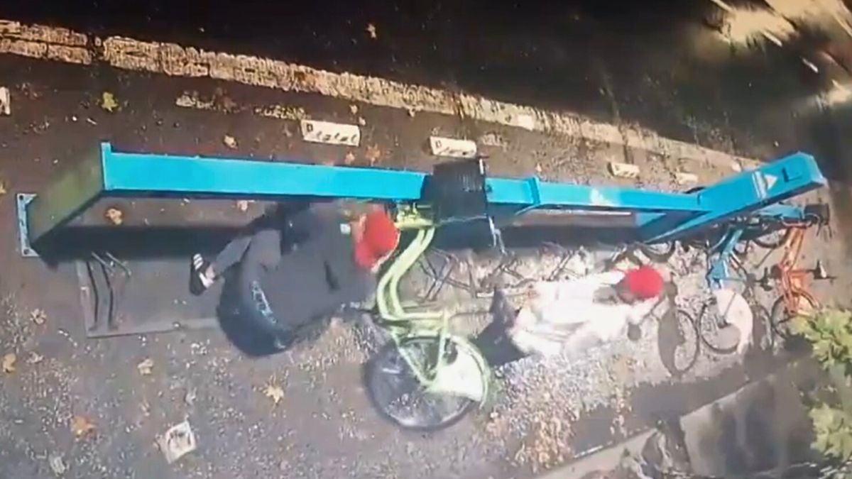 Inseguridad en Rosario: así se robaban una de las bicicletas públicas en plena avenida de la ciudad.