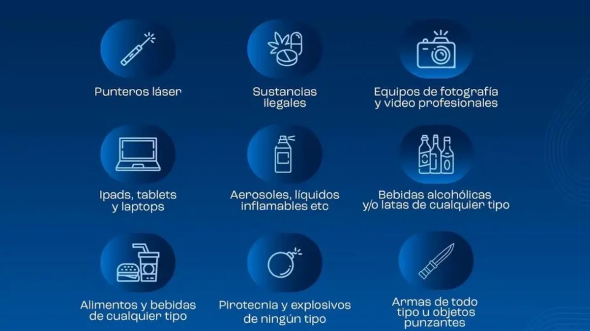 Los elementos prohibidos en el evento de Franco Colapinto. Los elementos prohibidos en el evento de Franco Colapinto.