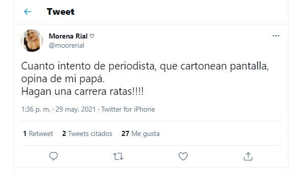 Morena Rial utilizó sus redes sociales para defender a su papá, Jorge Rial