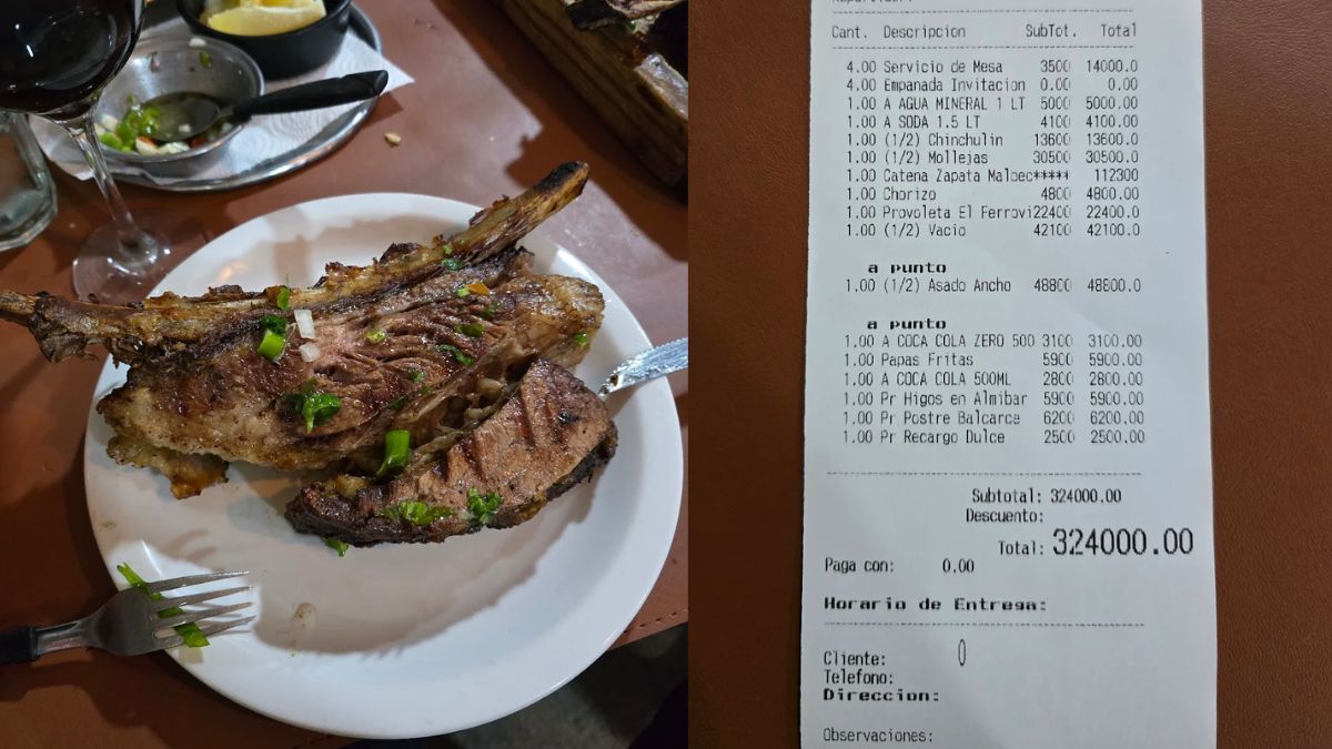 Fue a comer a El Ferroviario y mostró lo que pidió.