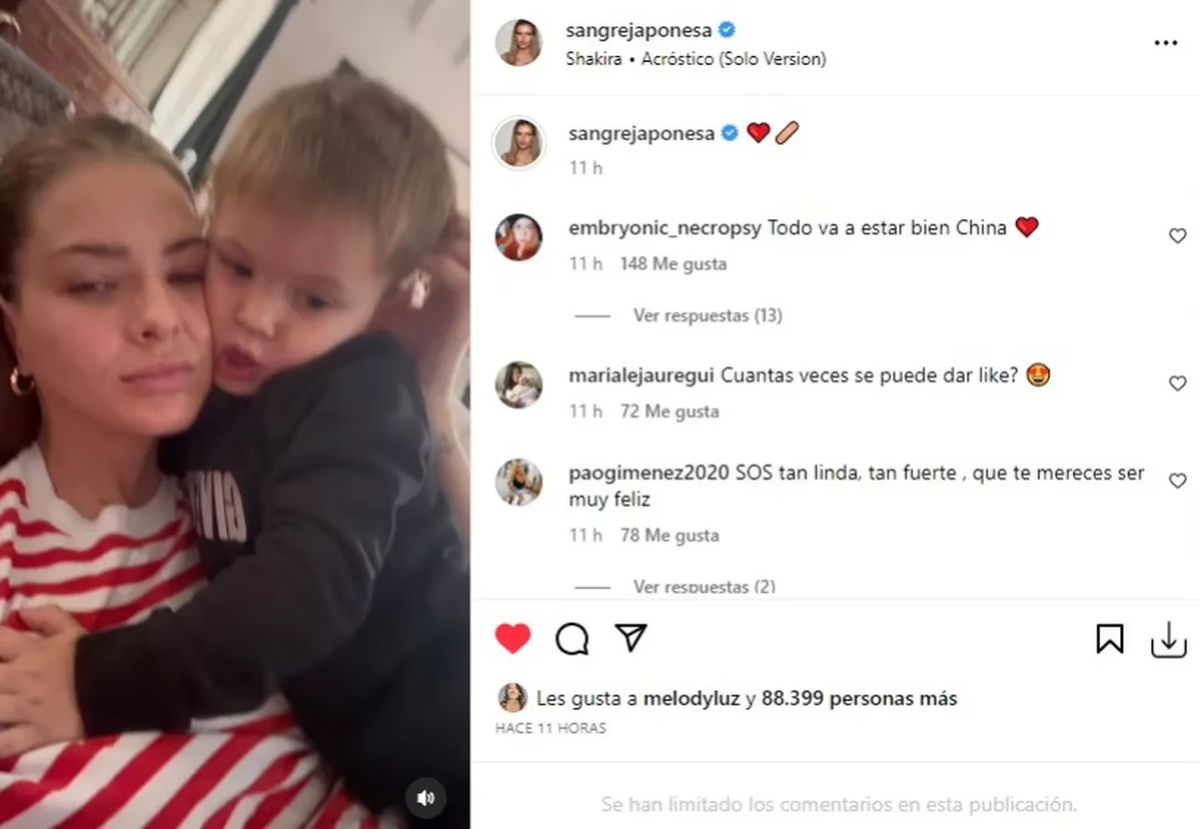 La China Suárez y su hijo Amancio. (Fuente: Instagram)