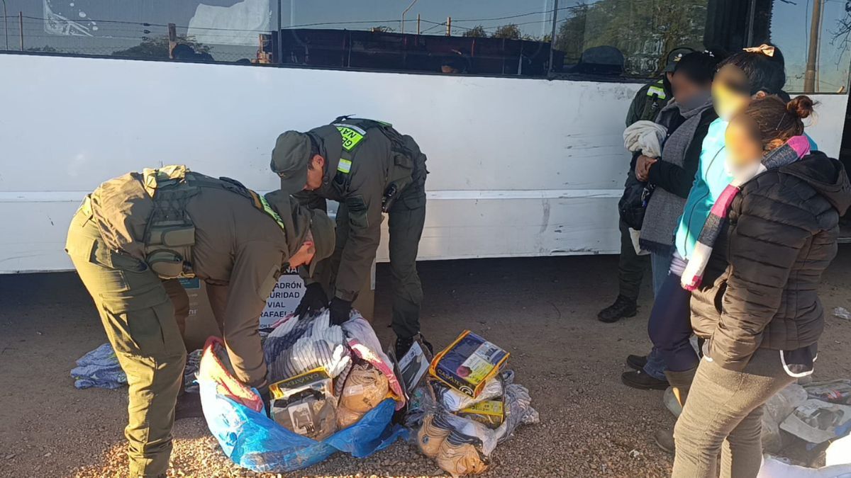 Gendarmería descubrió droga oculta en asaderas y entre mantas durante un control a un colectivo que iba desde Salta hacia Buenos Aires.