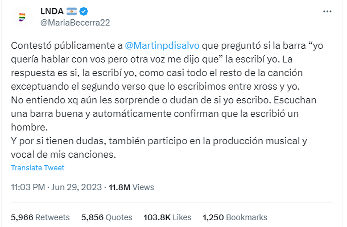 María Becerra le contestó a Coscu sus ofensivos dichos.