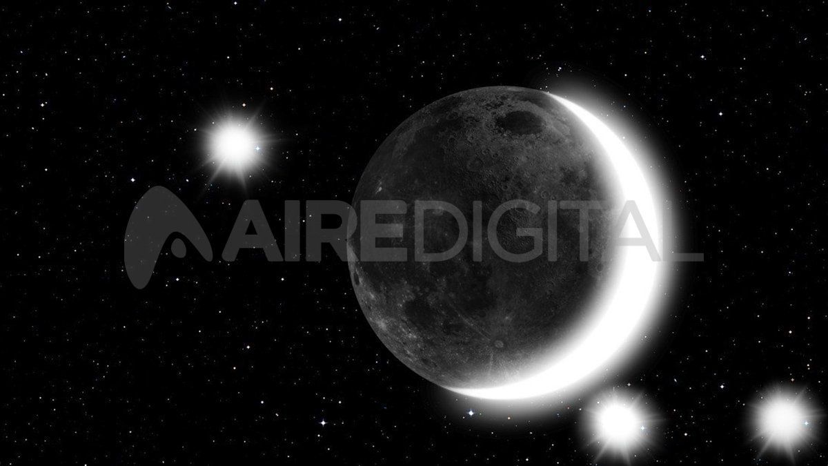 Imagen ilustrativa de la Luna con planetas en conjunción.&nbsp;