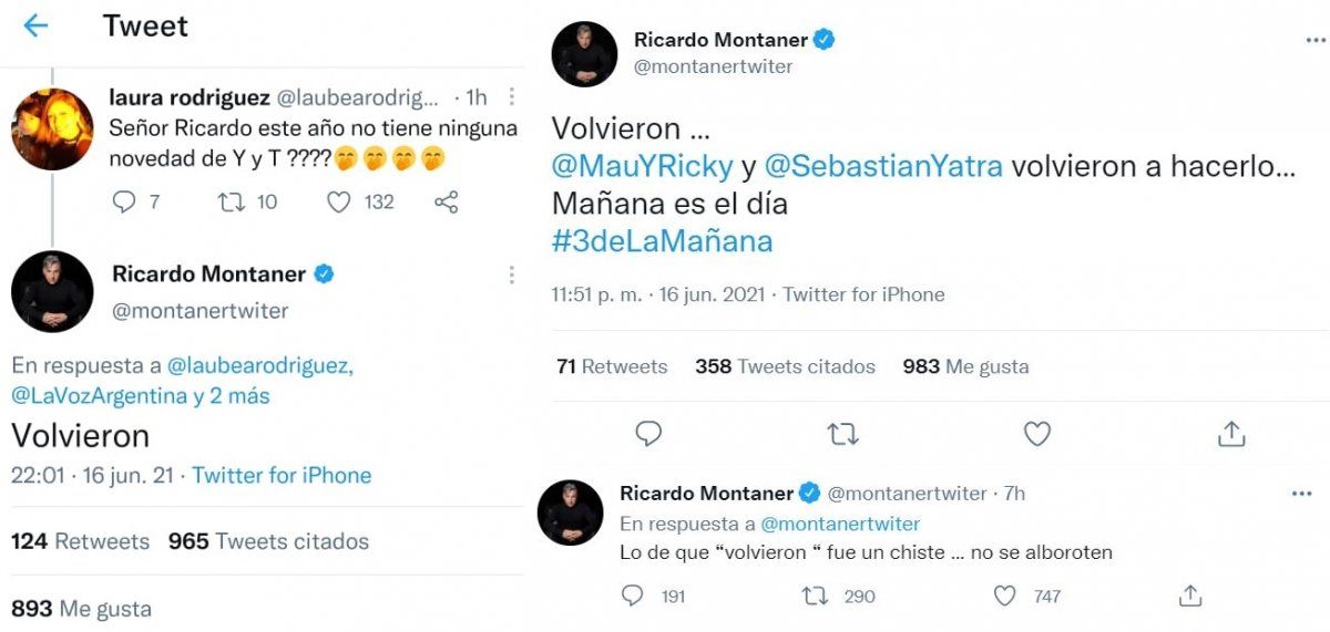 El mensaje de Montaner en sus redes sociales.