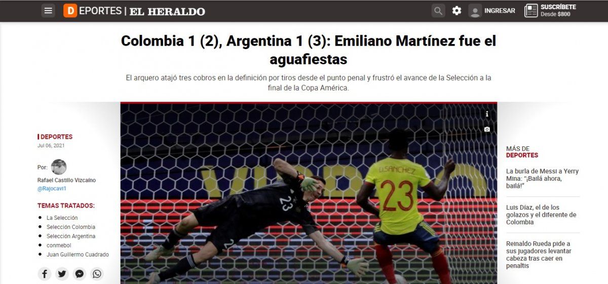 El título de "El Heraldo" de Barranquilla.