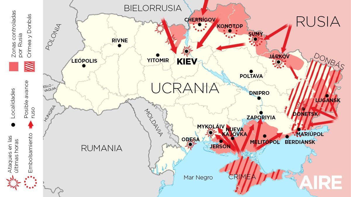 Así avanzó Rusia sobre Ucrania a casi un mes del inicio de la guerra.