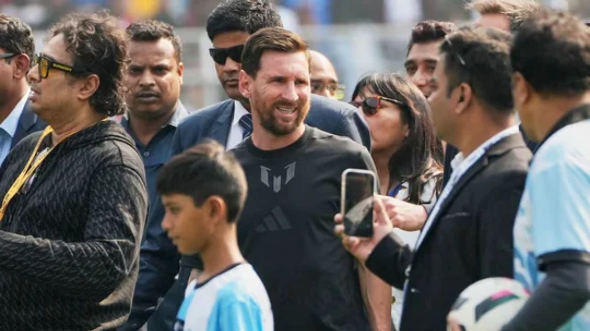 Lionel Messi en su visita a la India.