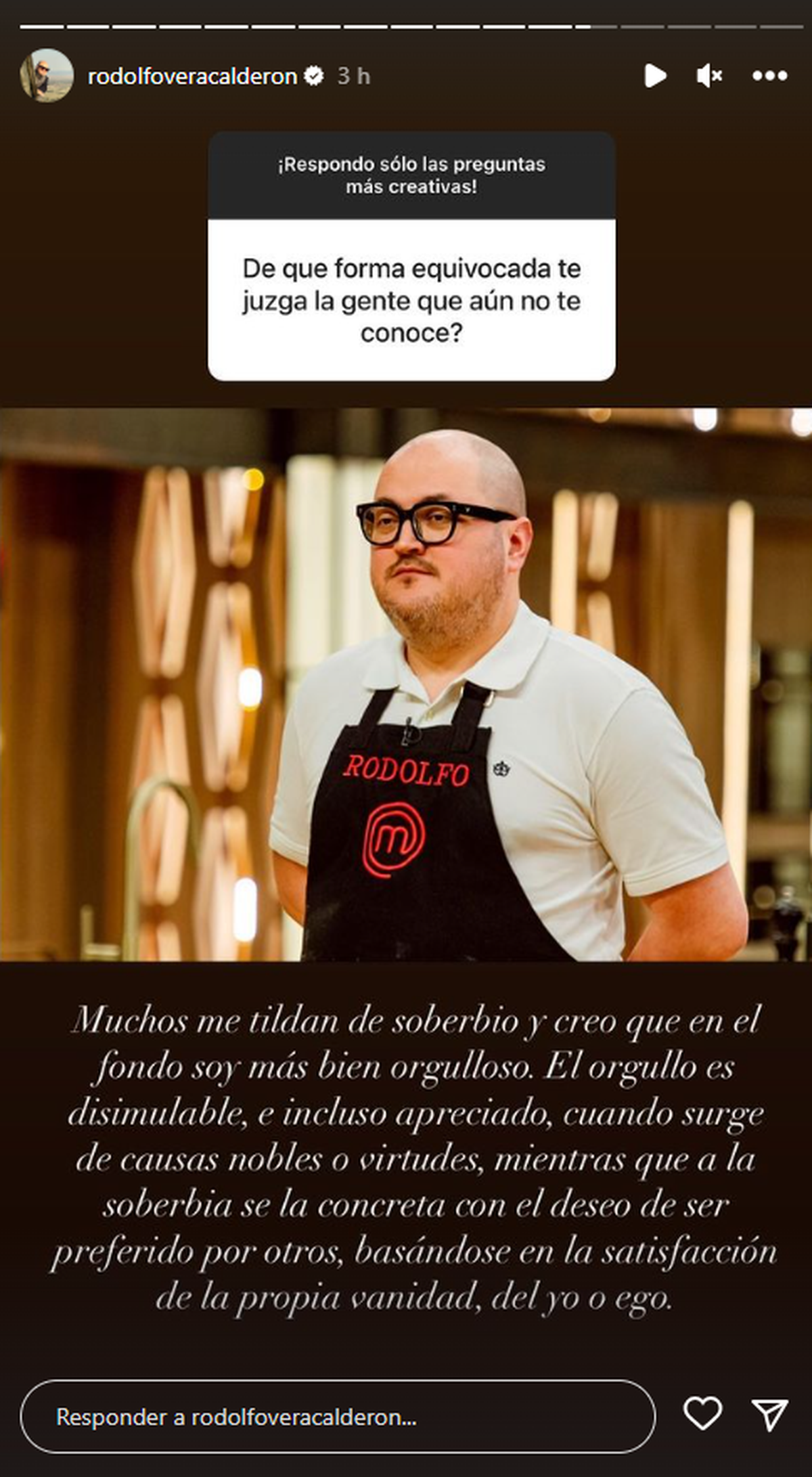 Rodolfo de MasterChef se cansó y le habló a los haters. Rodolfo de MasterChef se cansó y le habló a los haters.