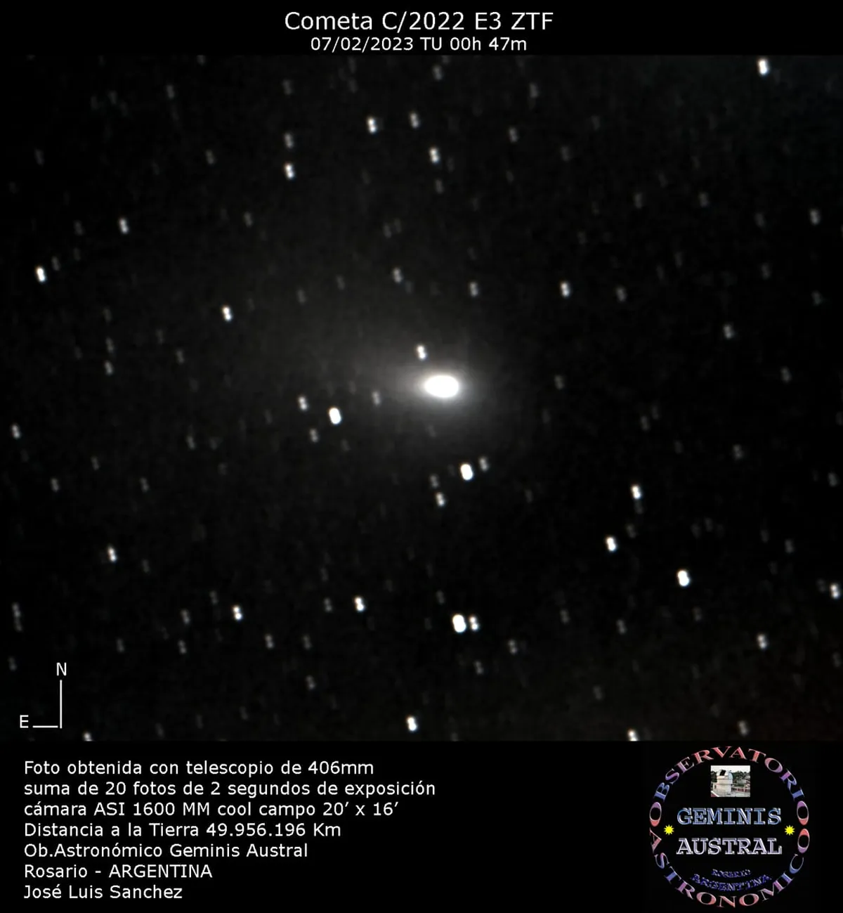 El cometa verde en Santa Fe este martes 7 de febrero del 2023. José Luis Sánchez.