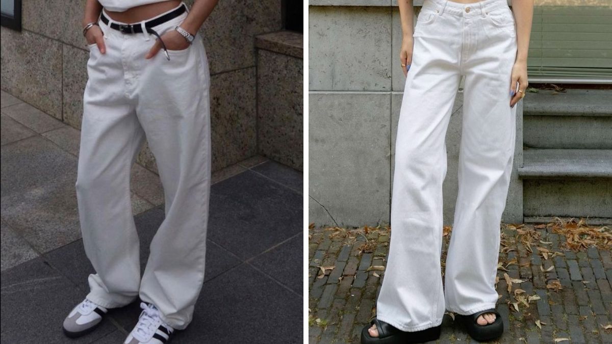 Los jeans anchos volvieron a ocupar un lugar protagónico, esta vez en color blanco. Los jeans anchos volvieron a ocupar un lugar protagónico, esta vez en color blanco.