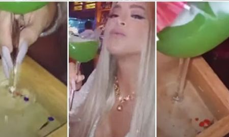 Fuertes críticas a una modelo por tomar un trago decorado con un pez vivo Fuertes críticas a una modelo por tomar un trago decorado con un pez vivo