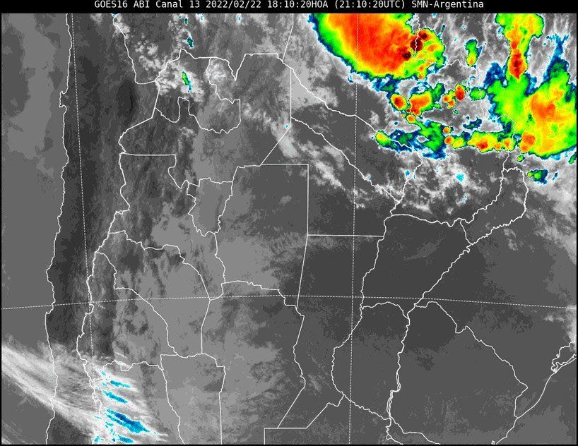 En la imagen satelital se observa poca nubosidad en nuestra provincia. Sin embargo, las condiciones son algo inestables, aunque las probabilidades de precipitaciones son muy bajas.