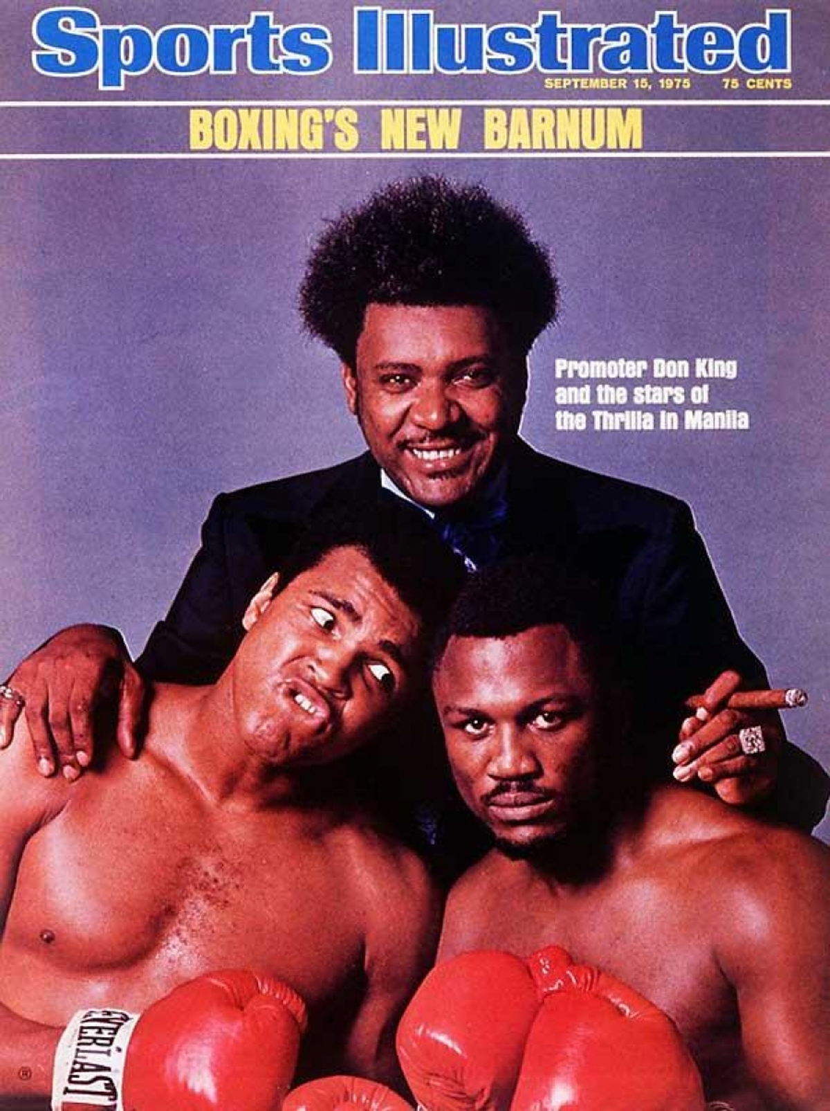 La tapa de la edición del 15 de septiembre de 1975 de la revista Sports Illustrated reunió a los boxeadores y al promotor Don King. El estado filipino se hizo cargo de la bolsa de Ali, que fue de 4.500.00 dólares, y de varios gastos organizativos más. Por eso Manila fue la sede del choque, ya que, inicialmente, King había considerado como escenario del mismo al Estadio Nasser, de El Cairo, Egipto. La tapa de la edición del 15 de septiembre de 1975 de la revista Sports Illustrated reunió a los boxeadores y al promotor Don King. El estado filipino se hizo cargo de la bolsa de Ali, que fue de 4.500.00 dólares, y de varios gastos organizativos más. Por eso Manila fue la sede del choque, ya que, inicialmente, King había considerado como escenario del mismo al Estadio Nasser, de El Cairo, Egipto.