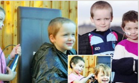 Un niño de 6 años deja que su amiga con cáncer le corte el cabello para parecerse a ella