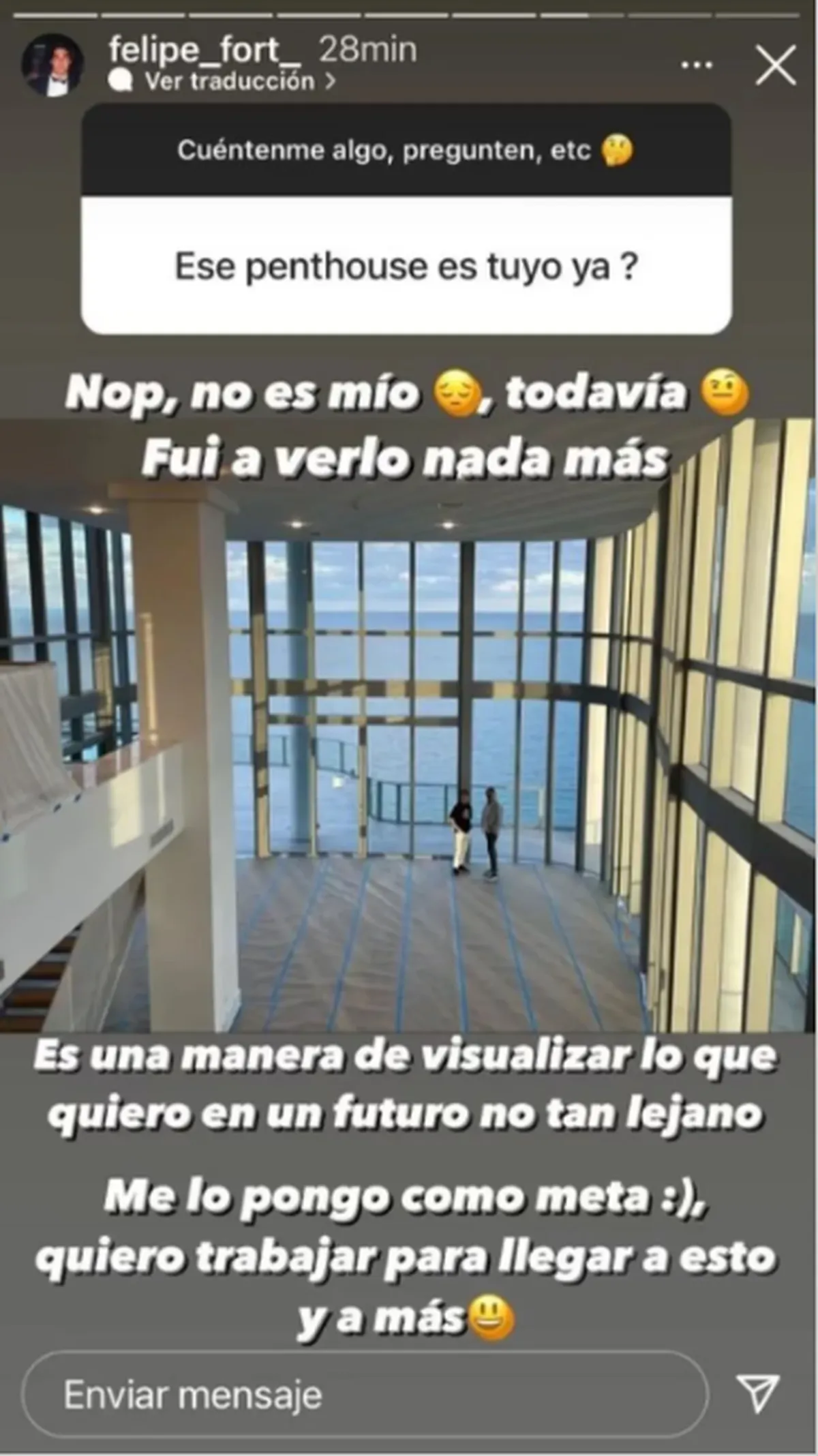 Felipe Fort compartió sus ideas y planes a futuro con sus seguidores de Instagram.