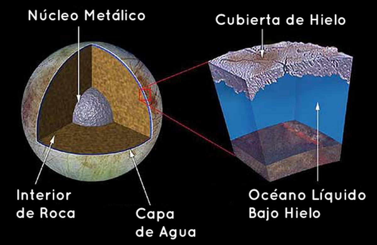 La NASA investiga si hay un océano de agua líquida en una luna de Júpiter. La NASA investiga si hay un océano de agua líquida en una luna de Júpiter.
