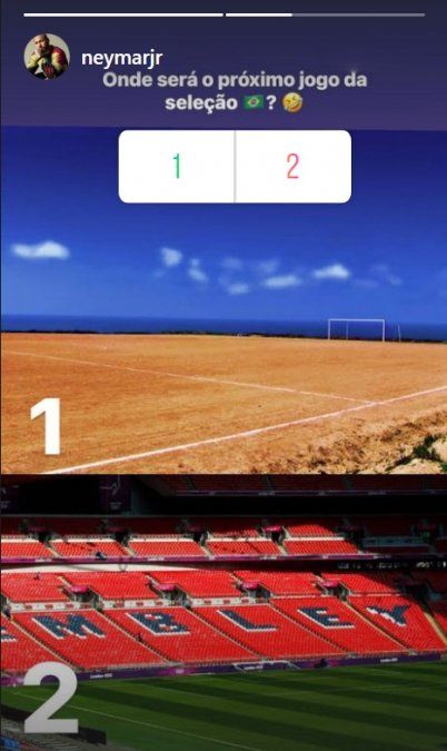 La historia de Instagram que subió Neymar a su cuenta burlándose del estado de los campos de juego de Brasil, durante los partidos de la Copa América.