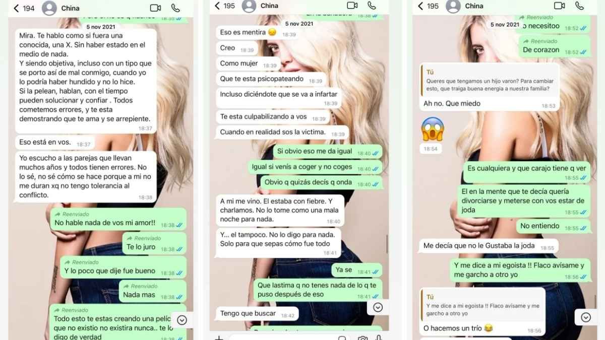 Los chats entre la China Suárez y Wanda Nara. Los chats entre la China Suárez y Wanda Nara.