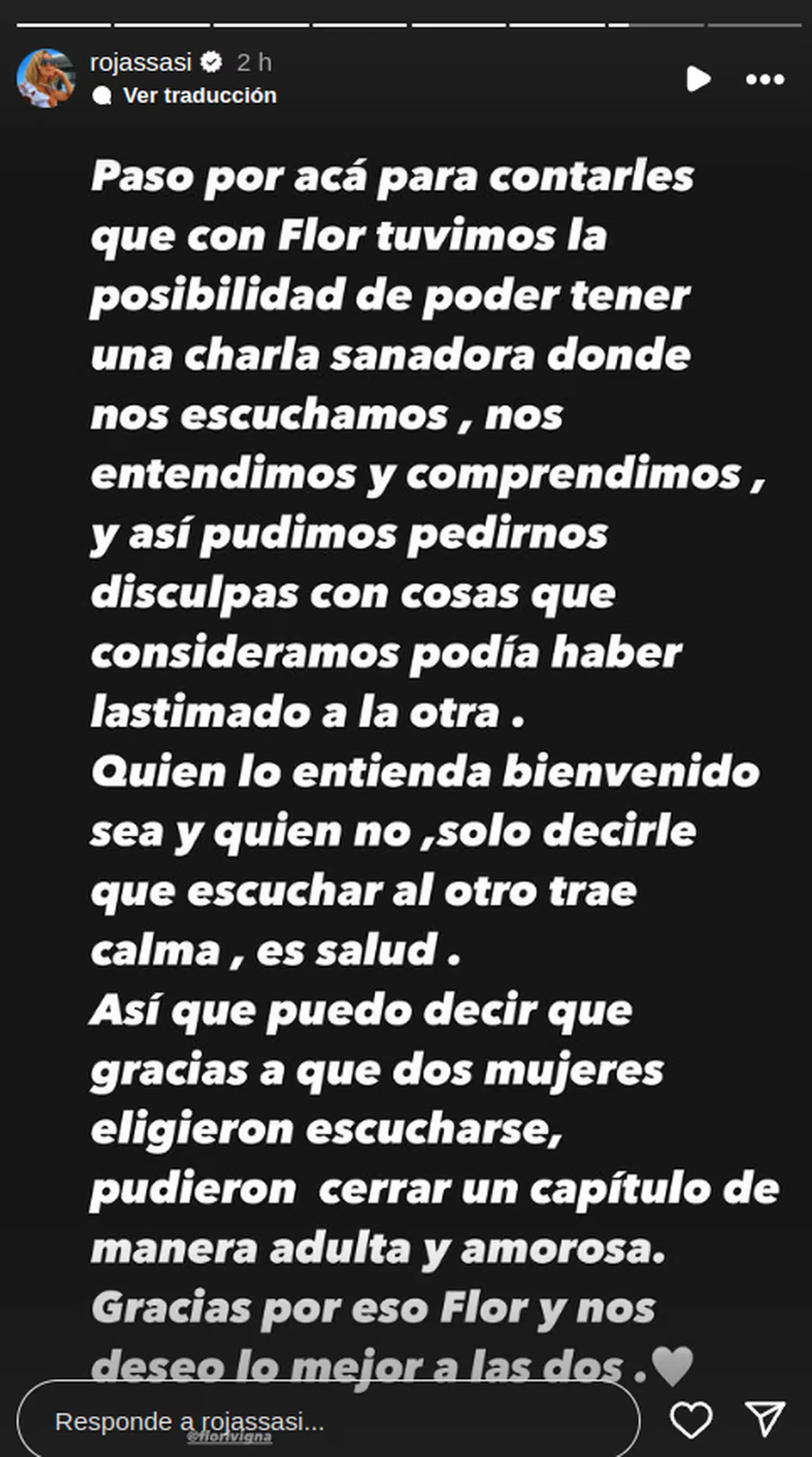 Sabrina Rojas también habló sobre Flor Vigna. Sabrina Rojas también habló sobre Flor Vigna.