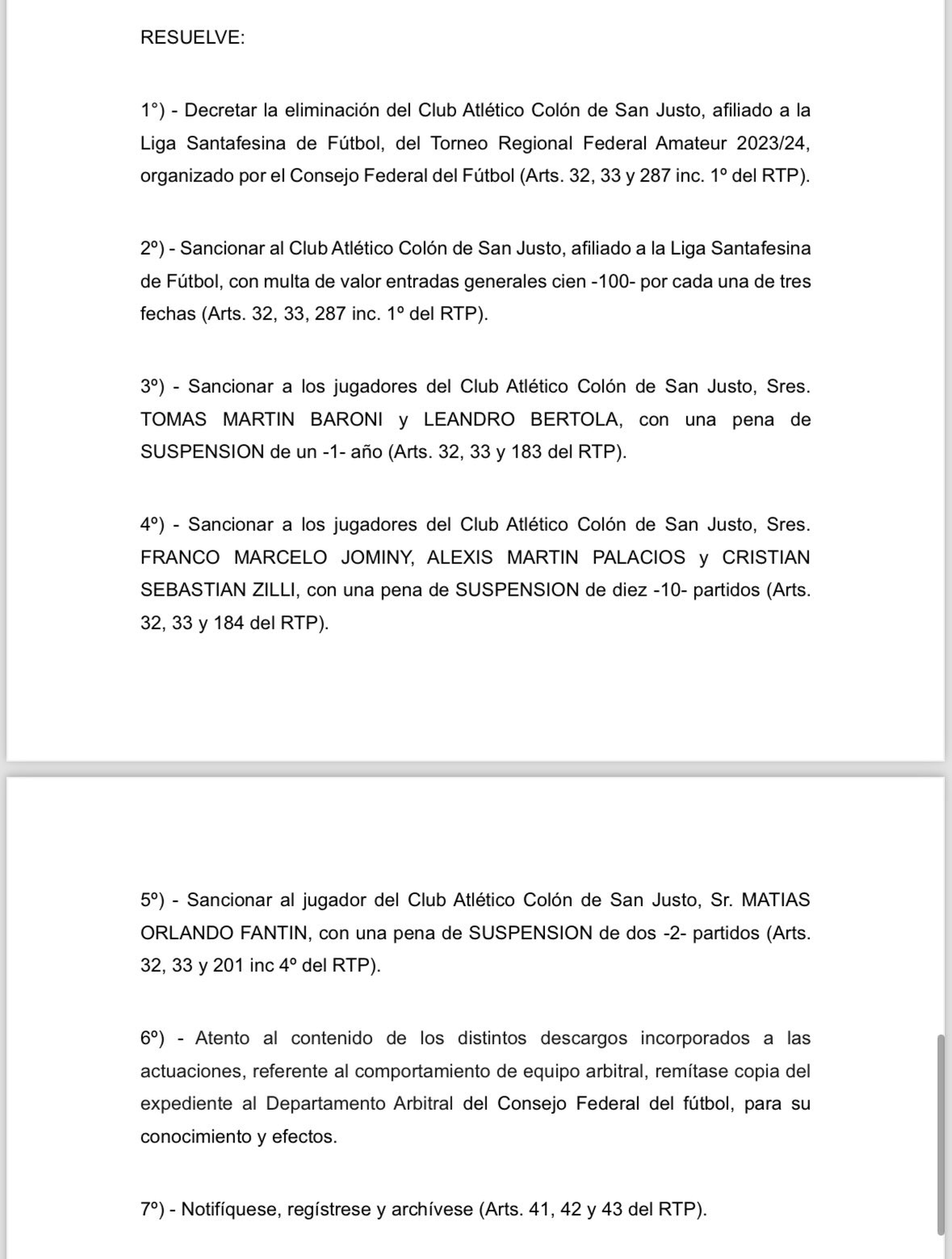La durísima sanción que recibió Colón de San Justo tras el escándalo en el Regional Amateur. La durísima sanción que recibió Colón de San Justo tras el escándalo en el Regional Amateur.