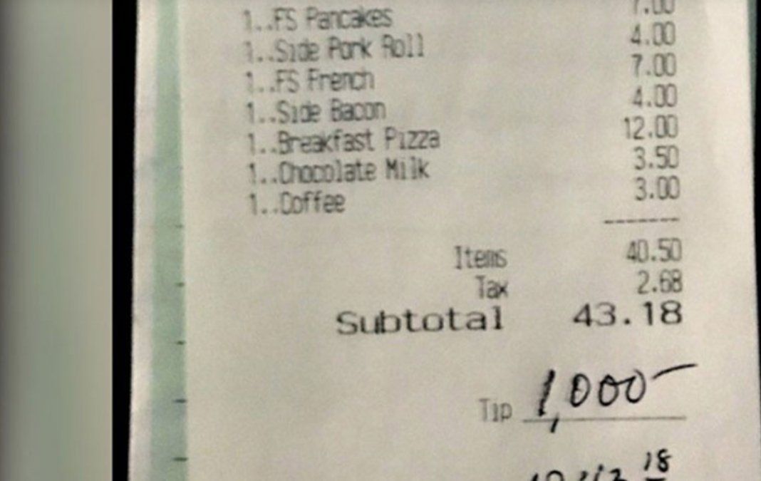 La propina de un cliente agradeciendo que el bar sigui&oacute; abierto a pesar de la pandemia.