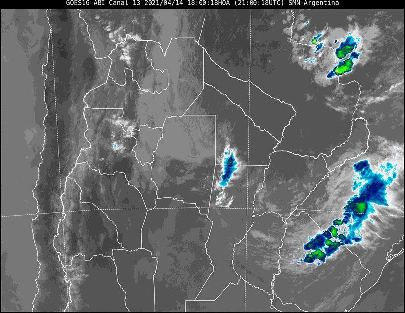 En la imagen satelital se observa alguna nubosidad en la región, mientras que en el norte provincial la nubosidad es un poco más densa.