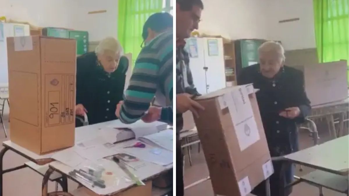 La platense ingresó al colegio y depositó su voto en la urna con ayuda de las autoridades.