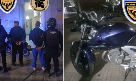 Los dos detenidos por el intento de robo y la moto secuestrada. Los dos detenidos por el intento de robo y la moto secuestrada.