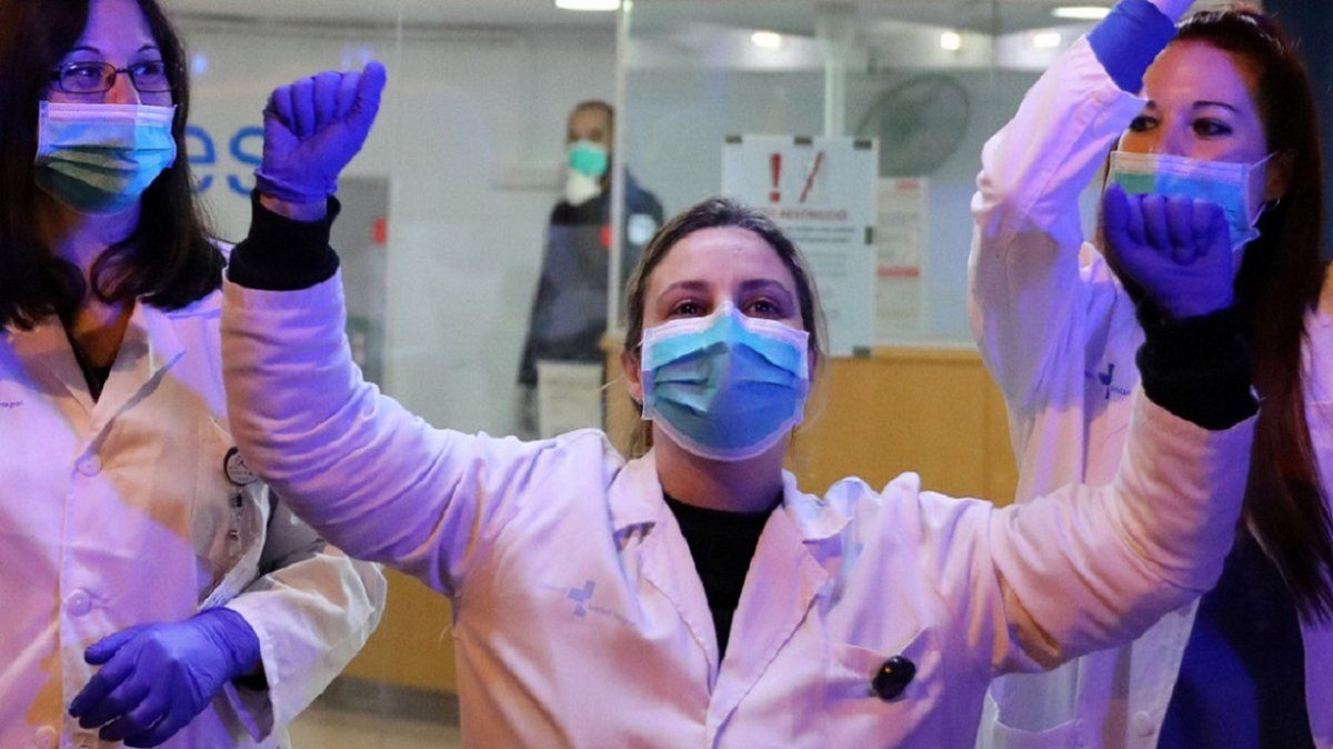 Los trabajadores de salud en Barcelona