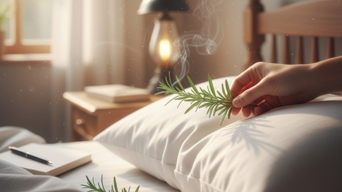 Una ramita de romero en la almohada.