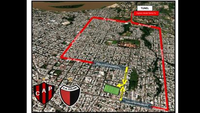 Atento Colón a los ingresos a Paraná y al estadio de Patronato: mapa con las indicaciones