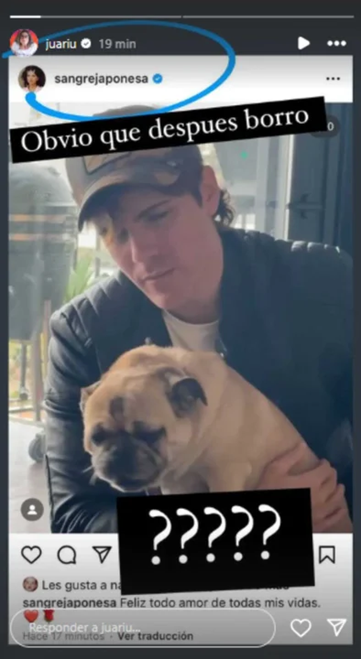 Juariu compartió en sus historias el Juariu compartió en sus historias el
