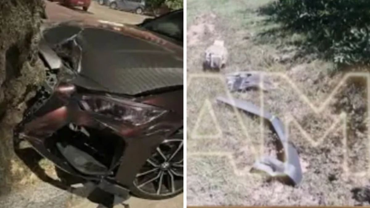 Así quedó el auto de Francisco Tinelli tras el accidente en Uruguay. Así quedó el auto de Francisco Tinelli tras el accidente en Uruguay. 