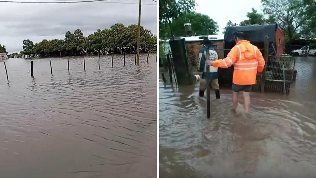 Las calles de Sancti Spiritu quedaron inundadas después de la intensa lluvia.