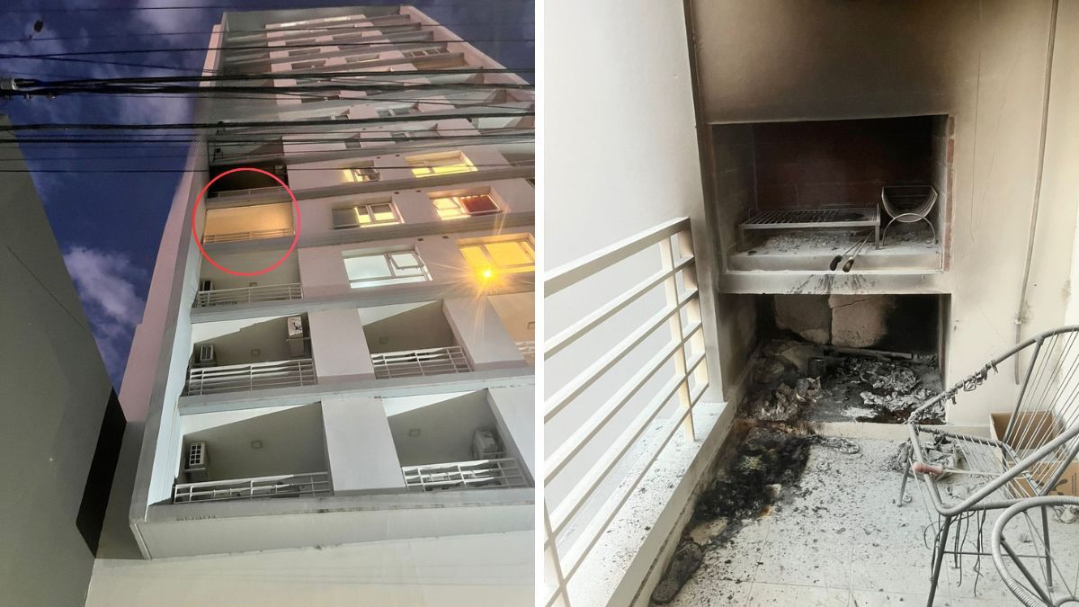 El incendio comenzó en el asador de un departamento del quinto piso en Monseñor Zaspe al 3000