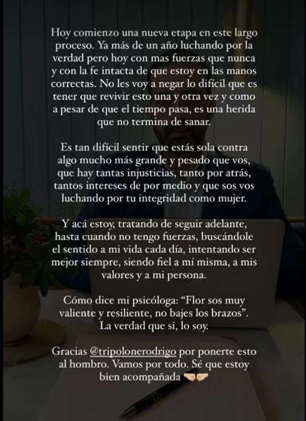 El descargo de Flor Moyano. El descargo de Flor Moyano.