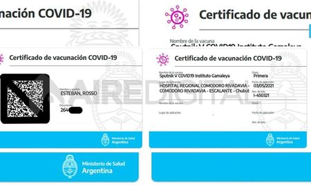 El certificado de vacunación con el que se encontró Rosso en la aplicación Mi Argentina. El certificado de vacunación con el que se encontró Rosso en la aplicación Mi Argentina.