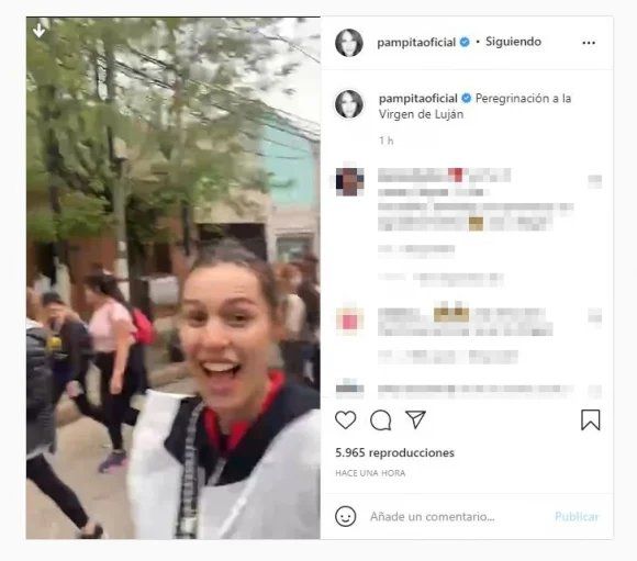 Pampita cumplió su promesa de ir caminando a Luján.