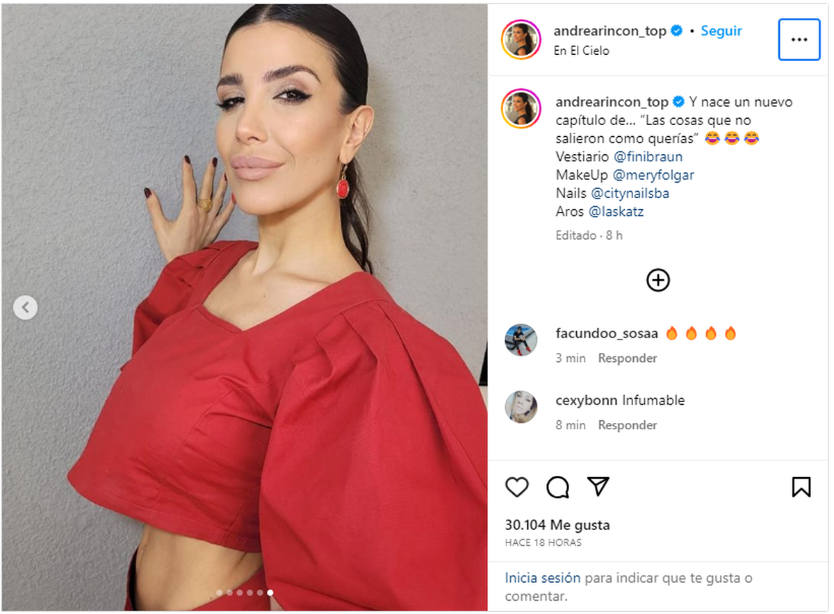 A pesar de la entrevista fallida, Andrea Rincón mostró su look en Instagram. A pesar de la entrevista fallida, Andrea Rincón mostró su look en Instagram.