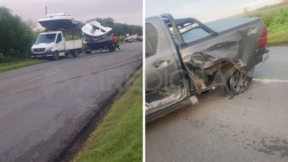 Otra vez la Ruta 11: una camioneta oficial sufrió un accidente entre Nelson y Llambi Campbell