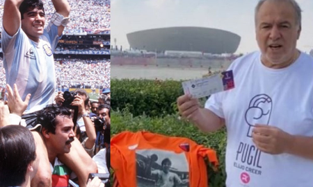 Roberto Cejas y su vuelta olímpica con Diego Maradona. Roberto Cejas y su vuelta olímpica con Diego Maradona.
