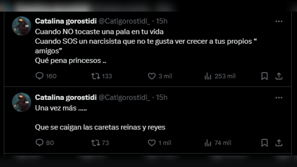 Los terribles posteos de Catalina Gorostidi contra Licha Navarro de Gran Hermano. Los terribles posteos de Catalina Gorostidi contra Licha Navarro de Gran Hermano.