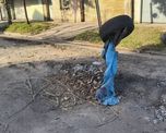 Los vecinos señalizan de forma manual los baches, aunque aumenta el peligro por la noche. Los vecinos señalizan de forma manual los baches, aunque aumenta el peligro por la noche.