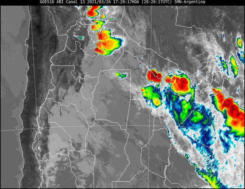 Imagen satelital del tiempo a las 17.20 horas del viernes.