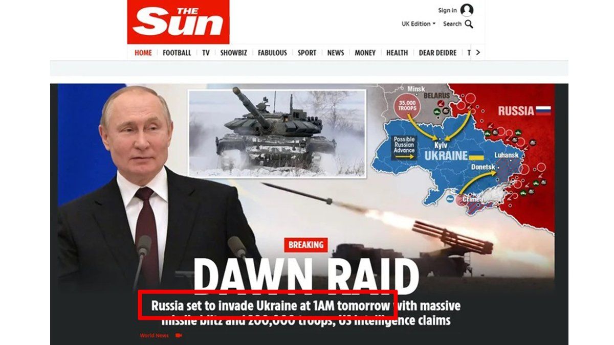 Los diarios birtánicos afirman que habrá una invasión este miércoles a la madrugada.