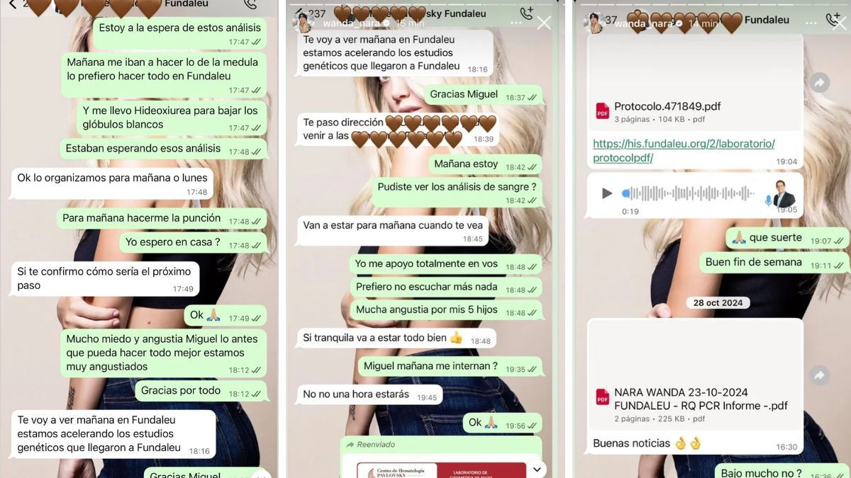 Los chats de Wanda Nara con un médico, donde detalla su tratamiento en Fundaleu. Los chats de Wanda Nara con un médico, donde detalla su tratamiento en Fundaleu.