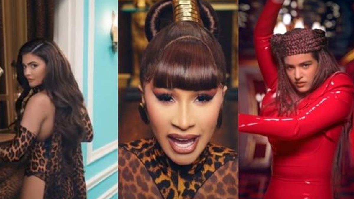 Rosalia y Kylie Jenner en el video de Cardi B